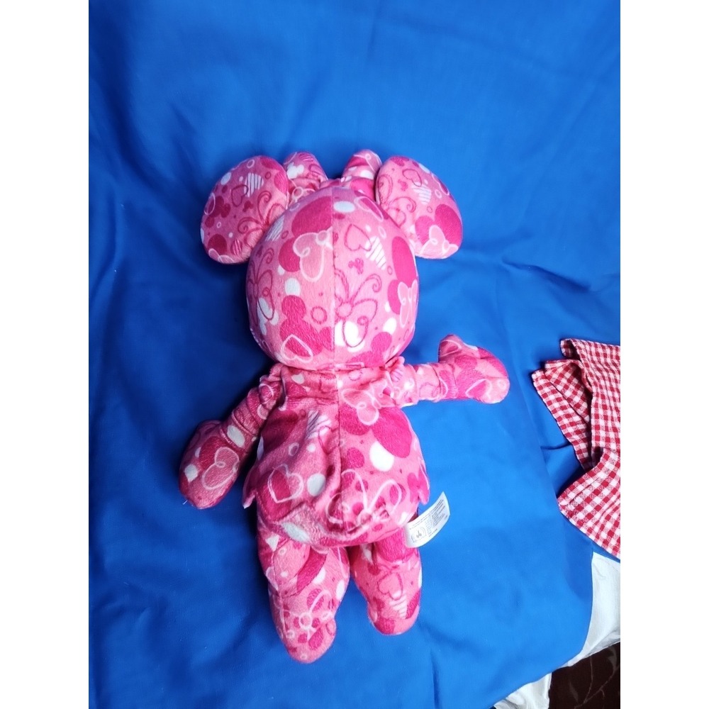 Disney Parks Minnie Mouse Poseable Plush Doll Pink All Over Print Hearts 16" - Picture 4 of 7